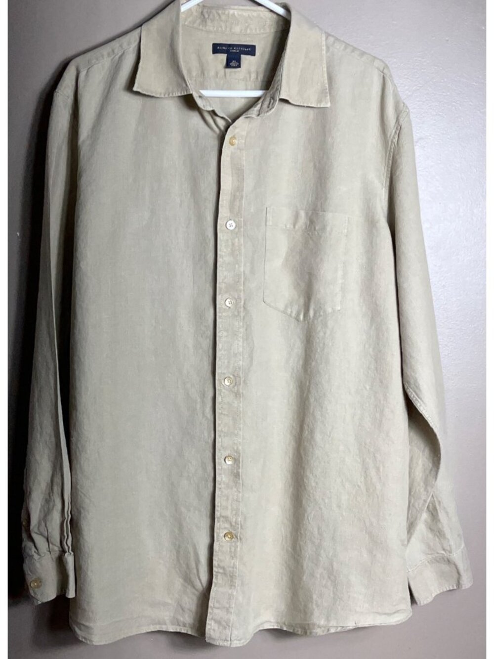 Vtg 06 Banana Republic Men 100% Linen Shirt Button Long Sleeve Casual Coastal XL - Picture 12 of 12